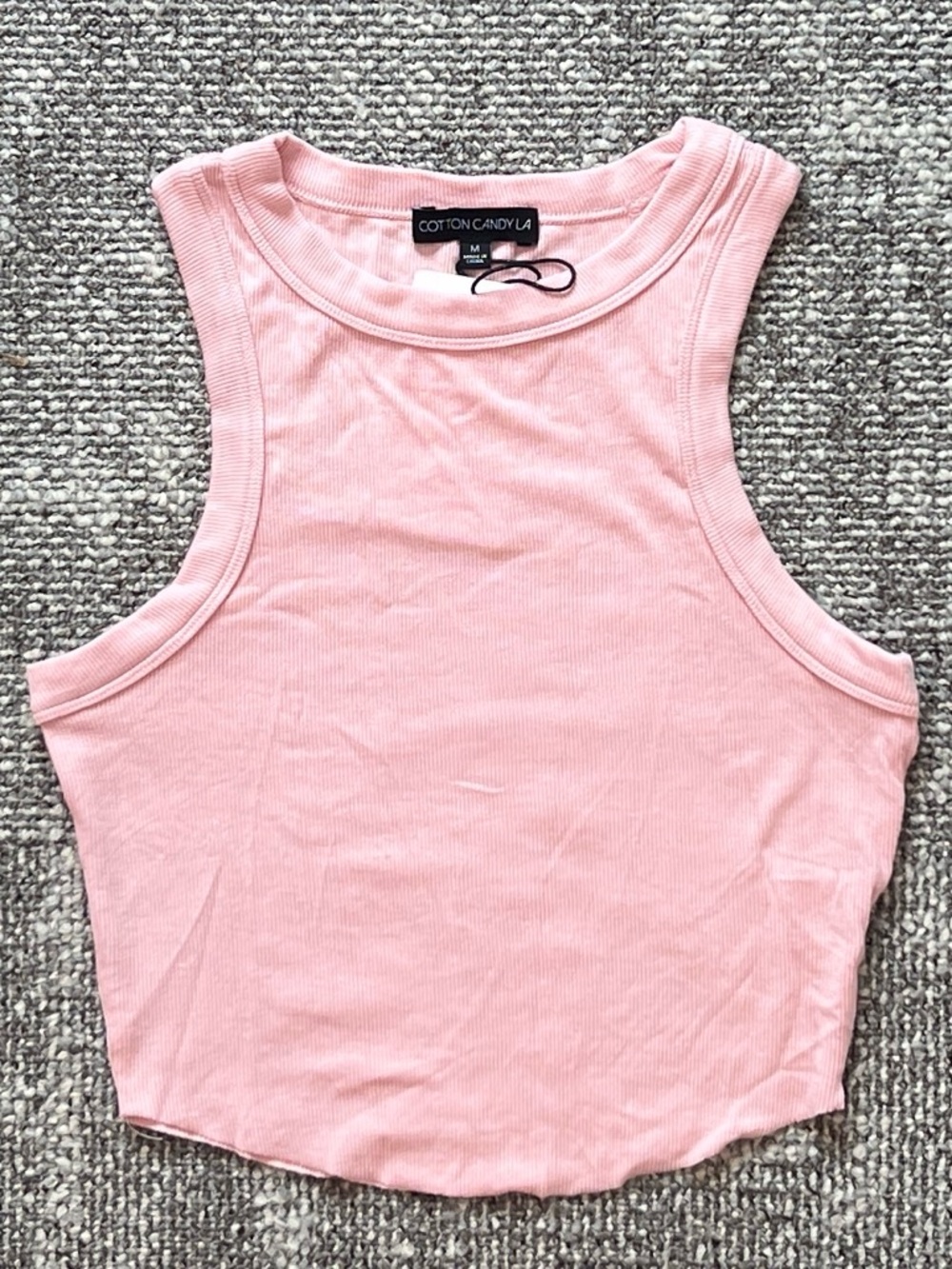 Cotton Candy Pink Ribbed Cropped Tank